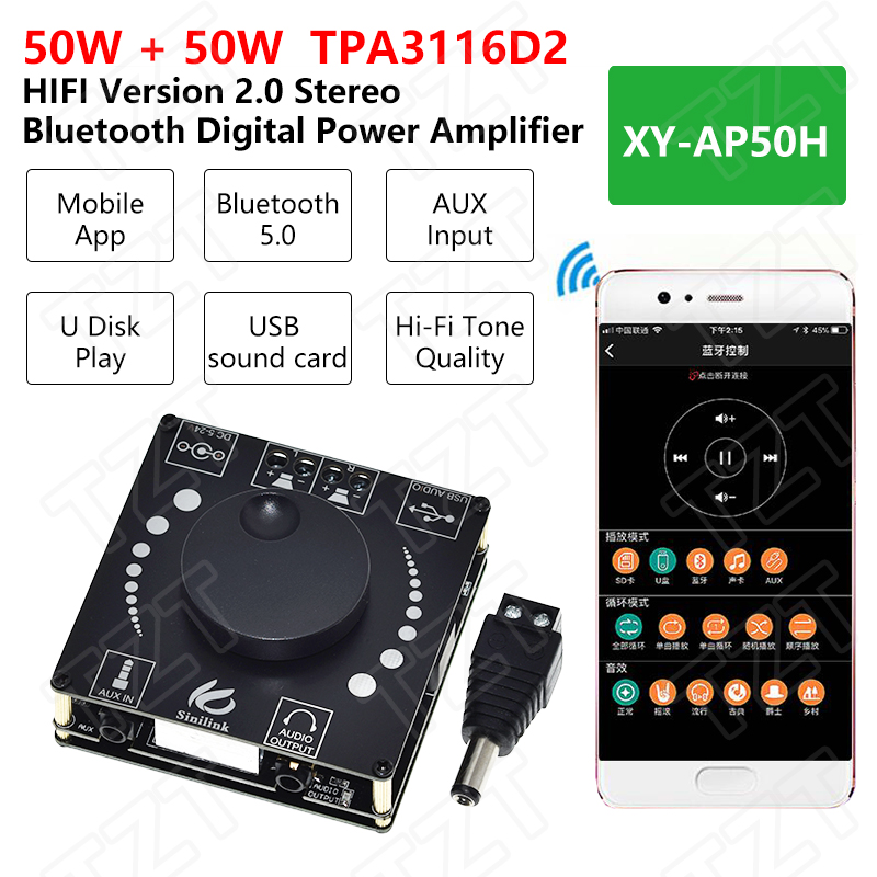 Audio Music Apps - Amplificador de Áudio Bluetooth 5.0 TZT